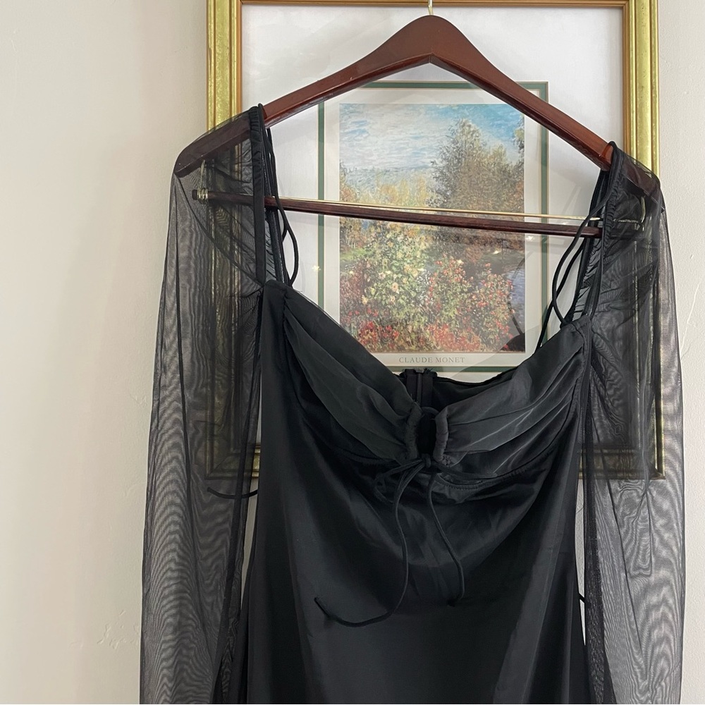 Black Dress with Mesh Sleeves